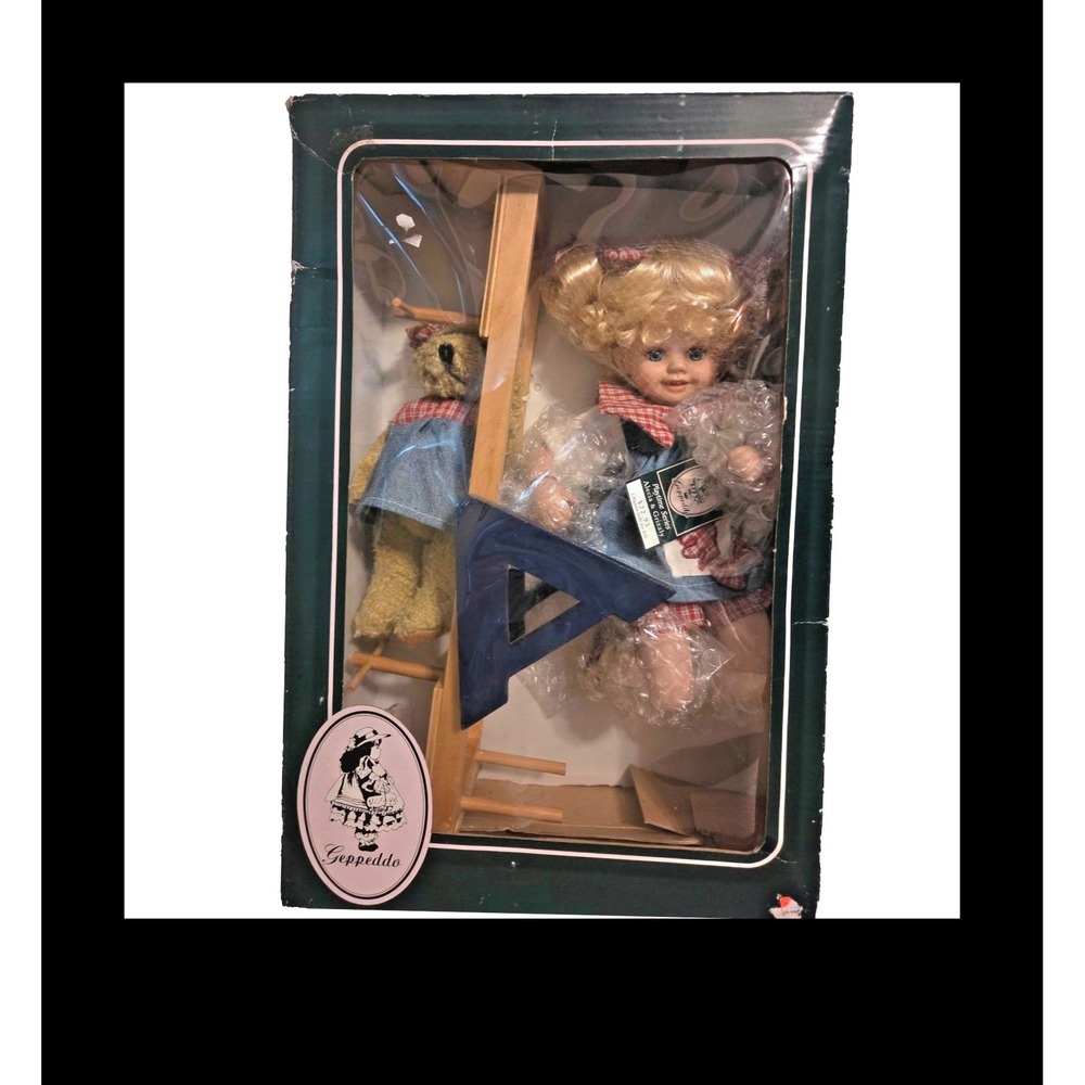 Geppeddo Playtime Series Alecia and Grizzly Porcelain Doll Set with Bear Ladder